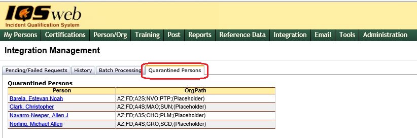 Quarantined Persons